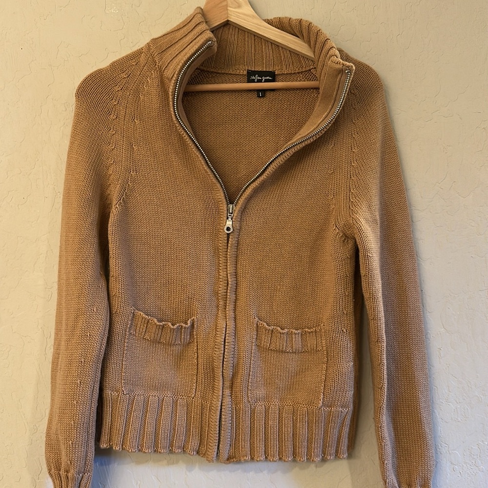 Stefan green knitted sweater size small tan